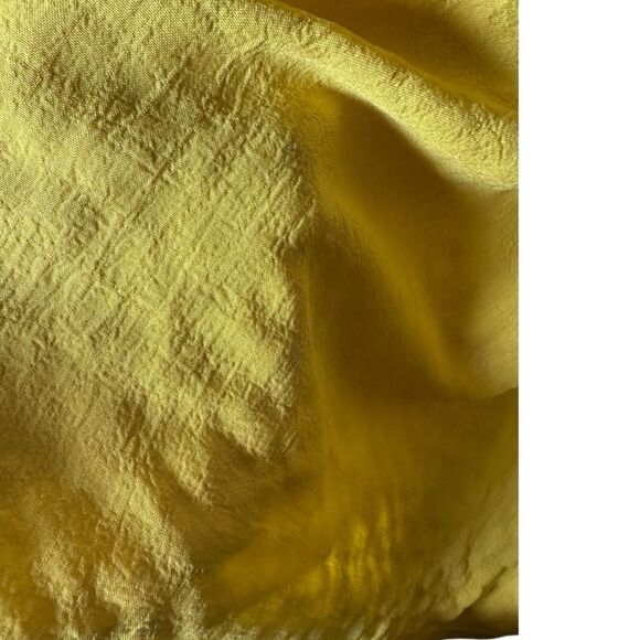 HYFVE Yellow Women's size large Top with puff sleeves, boho, ruffle bottom, - Picture 5 of 9